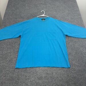 Vintage Eddie Bauer T Shirt Mens L Blue Cotton Pocket Long Sleeve Gorpcore